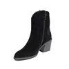 Botine damă, ciocate din piele naturală, Epica - 4603 Negru Velur