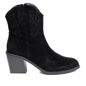 Botine damă, ciocate din piele naturală, Epica - 4603 Negru Velur