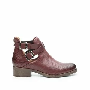 Botine dama de vara perforate din piele naturala, Leofex - 320 Visiniu