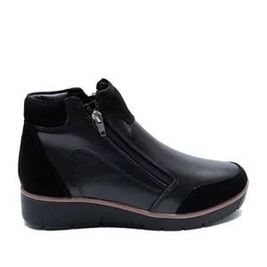 Botine damă din piele naturală - 3304 Negru Box Velur