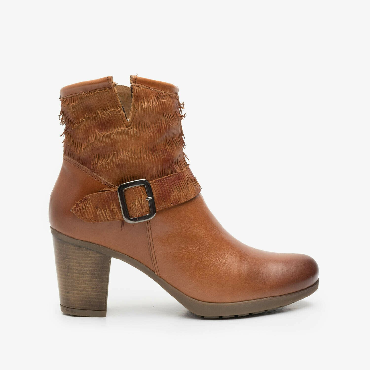 Botine damă din piele naturală, Leofex - 459 Cognac box
