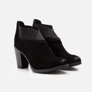 Botine dama din piele naturala,Leofex - 9105 negru velur
