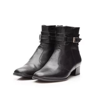 Botine dama elegante din piele naturala - 701 Negru Box