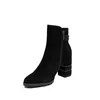 Botine damă elegante din piele naturală, Epica - 4601 Negru Velur