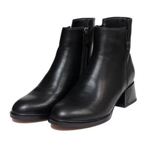 Botine damă elegante din piele naturală, Pass Colection - 4604 Negru Box