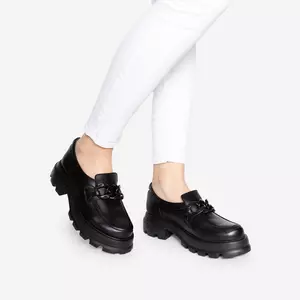 Pantofi casual damă din piele naturală,Leofex - 316-1 Negru Box
