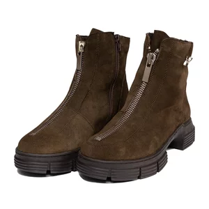 Ghete dama din piele naturala, Leofex - 266 Kaki velur