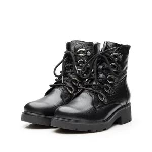 Ghete dama din piele naturala, Leofex - 547 Negru box presat