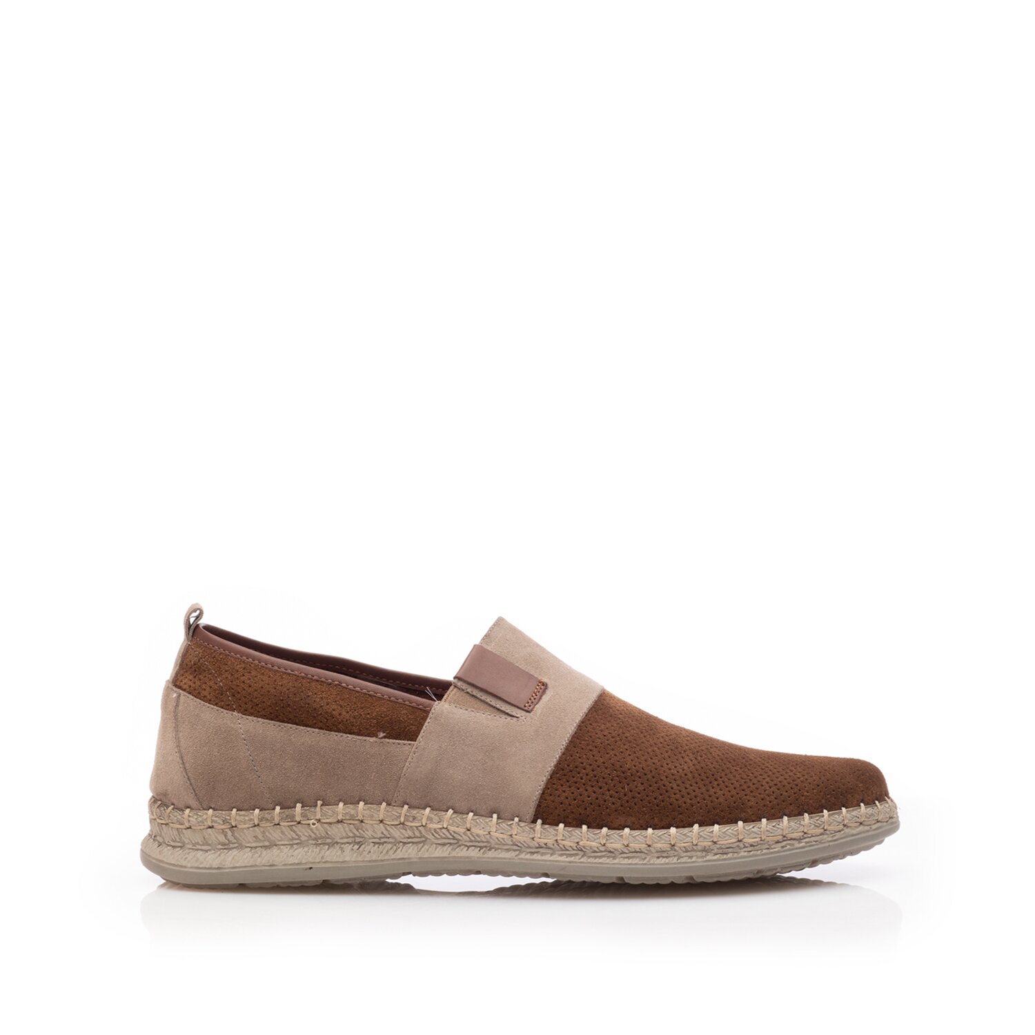 Mocasini barbati din piele naturala, Leofex - 598 Maro cu Taupe velur