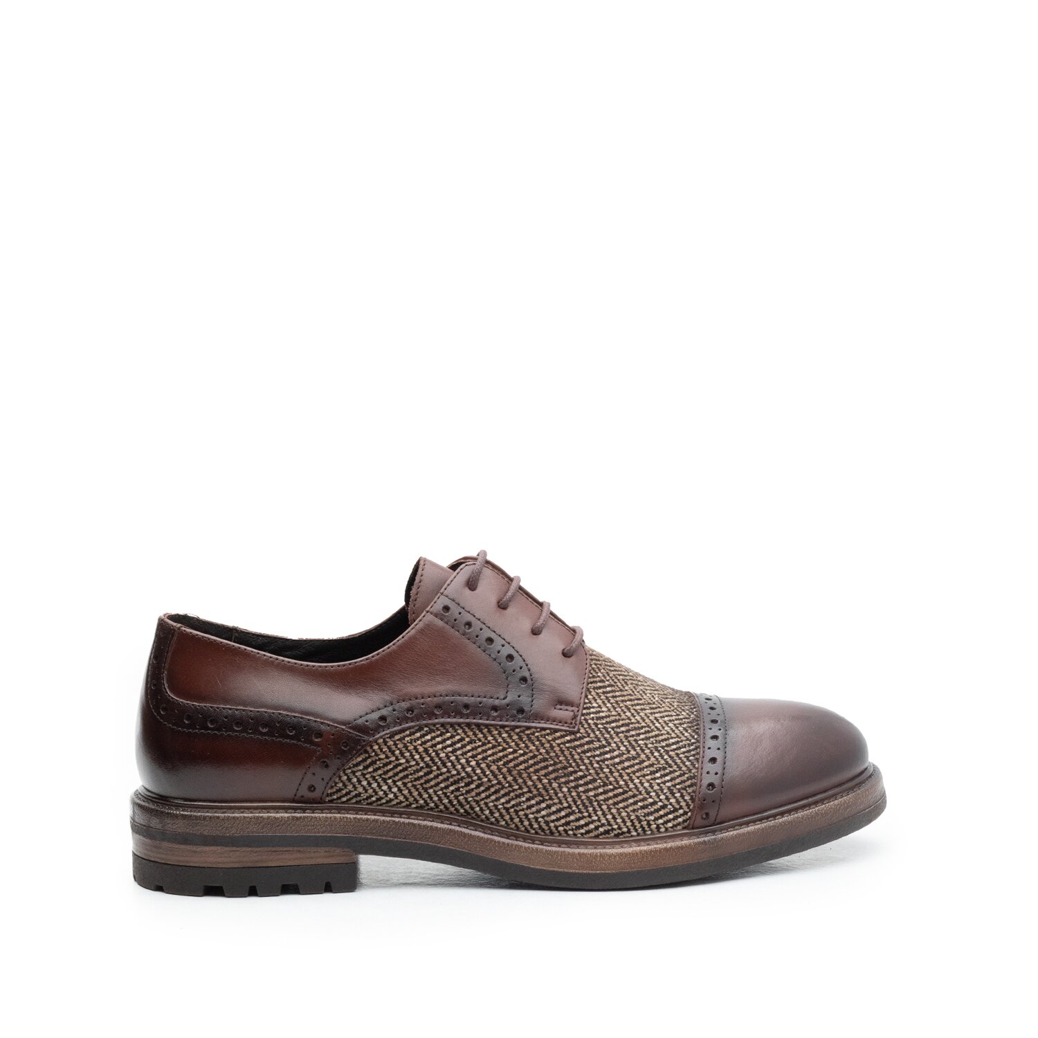 Pantofi barbati casual din piele naturala, Leofex - 634 mogano box sintetic