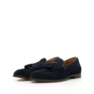 Pantofi casual barbati cu ciucuri din piele naturala, Leofex -922-1 Blue Velur