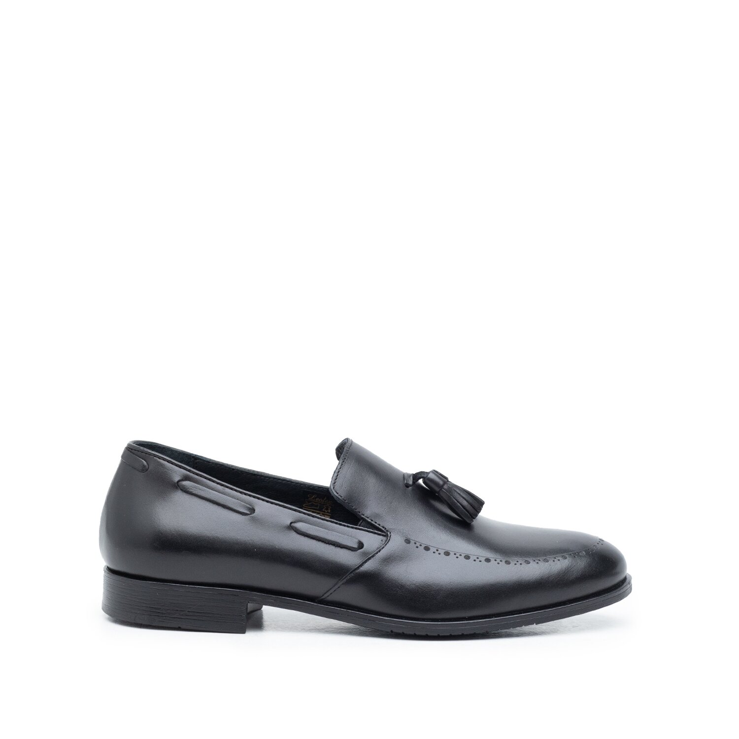 Pantofi barbati eleganti din piele naturala cu ciucuri, Leofex -515 Negru Box