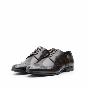 Pantofi barbati eleganti din piele naturala Leofex - 1023 Red wood Box