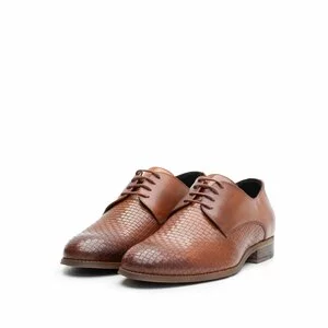 Pantofi barbati eleganti din piele naturala Leofex- 897-1 Cognac Box Presat