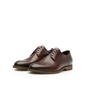 Pantofi barbati eleganti din piele naturala Leofex- 897-1 Maro Box Presat