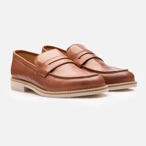 Pantofi casual bărbați din piele naturală - 18221 Cognac Box