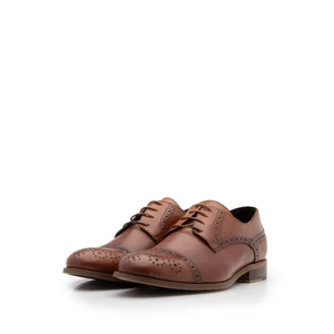 Pantofi casual barbati din piele naturala, Leofex - 537 Cognac box