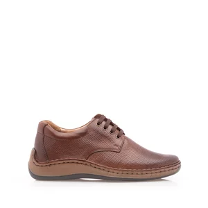 Pantofi casual barbati din piele naturala,Leofex - 594 Red Wood Box presat