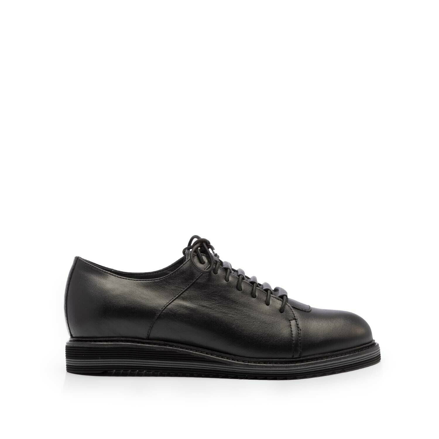 Pantofi casual barbați din piele naturală, Leofex - 599 Negru Box