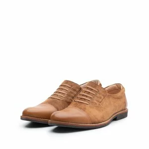 Pantofi casual barbati din piele naturala, Leofex - 783 Cognac Box Velur