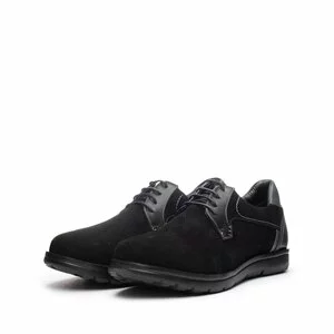 Pantofi casual barbati din piele naturala, Leofex - Mostra 591* negru velur