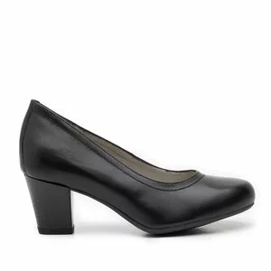 Pantofi casual cu toc dama de piele naturala - 422 negru
