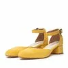 Pantofi casual cu toc damă de piele naturală, Leofex - 221 Galben Velur