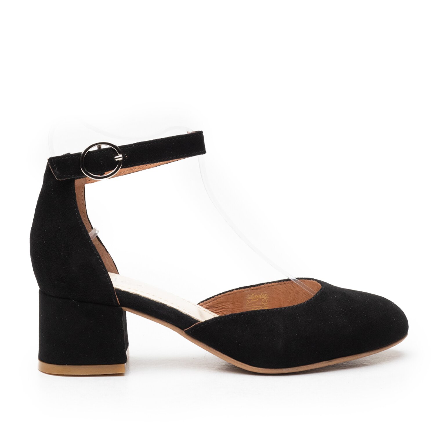 Pantofi casual cu toc damă de piele naturală, Leofex - 221 Negru Velur