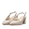 Pantofi  casual cu toc damă, din piele naturală - 169-1 Bej Deschis Box