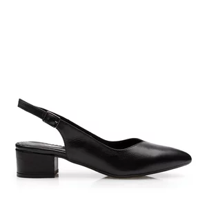Pantofi  casual cu toc damă, din piele naturală - 169-2 Negru Box