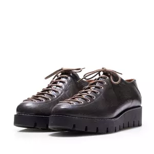 Pantofi casual damă cu șiret până în vârf din piele naturală, Leofex - Mostră 194 Gri Box