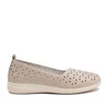 Pantofi casual damă din piele naturală - 2008 Bej Box Perforat