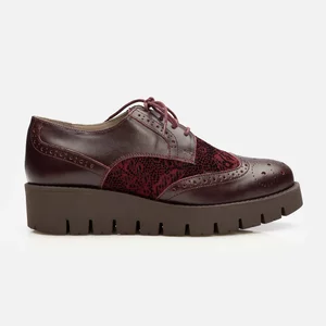 Pantofi casual dama din piele naturala, Leofex - 012-1 Visiniu  Box