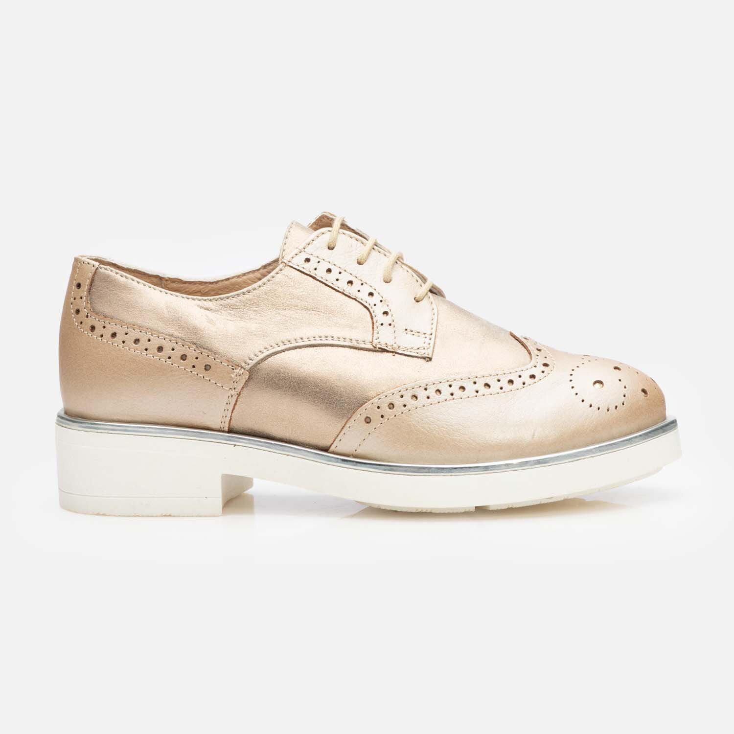 Pantofi casual dama din piele naturala,Leofex - 012-2 Auriu Box