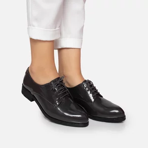Pantofi casual dama din piele naturala, Leofex - 021 Gri Lac