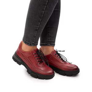 Pantofi casual dama din piele naturala, Leofex - 283 Visiniu box