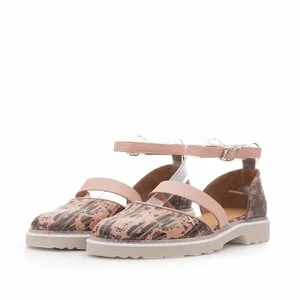 Pantofi casual dama din piele naturala,Leofex - 301 Roz box maro