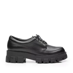 Pantofi casual damă din piele naturală,Leofex - 315 Negru box