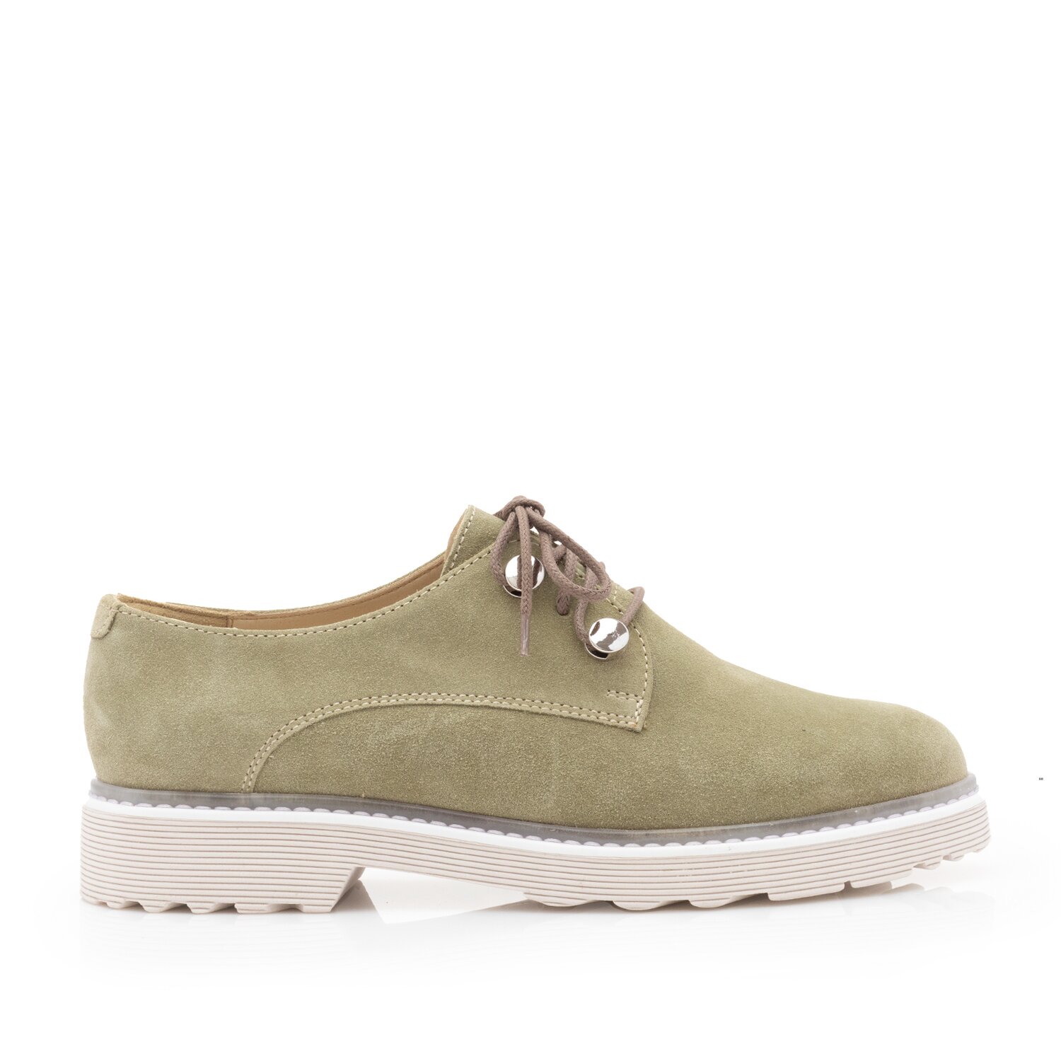 Pantofi casual dama din piele naturala,Leofex - 346 Kaki velur