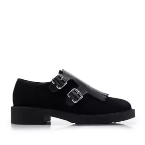 Pantofi casual damă din piele naturală, Leofex - 371 Negru velur box