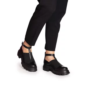 Pantofi casual decupați damă din piele naturală, Leofex - 038 Negru Box