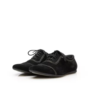 Pantofi casual din piele intoarsa cu talpa joasa - Mostra 699 negru
