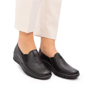 Pantofi casual dama din piele naturala,Leofex - 106 negru box