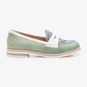 Pantofi dama casual din piele naturala - 031 verde deschis box