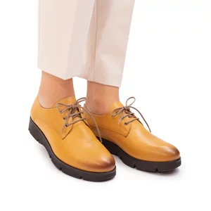 Pantofi casual dama din piele naturala, Leofex - 200 Mustar Box