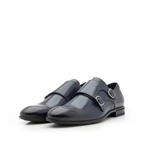 Pantofi eleganţi bărbaţi, cu catarame din piele naturală, Leofex - 576-1 Blue Box