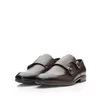 Pantofi eleganți bărbați cu catarame din piele naturală, Leofex - 576-1 Mogano Box