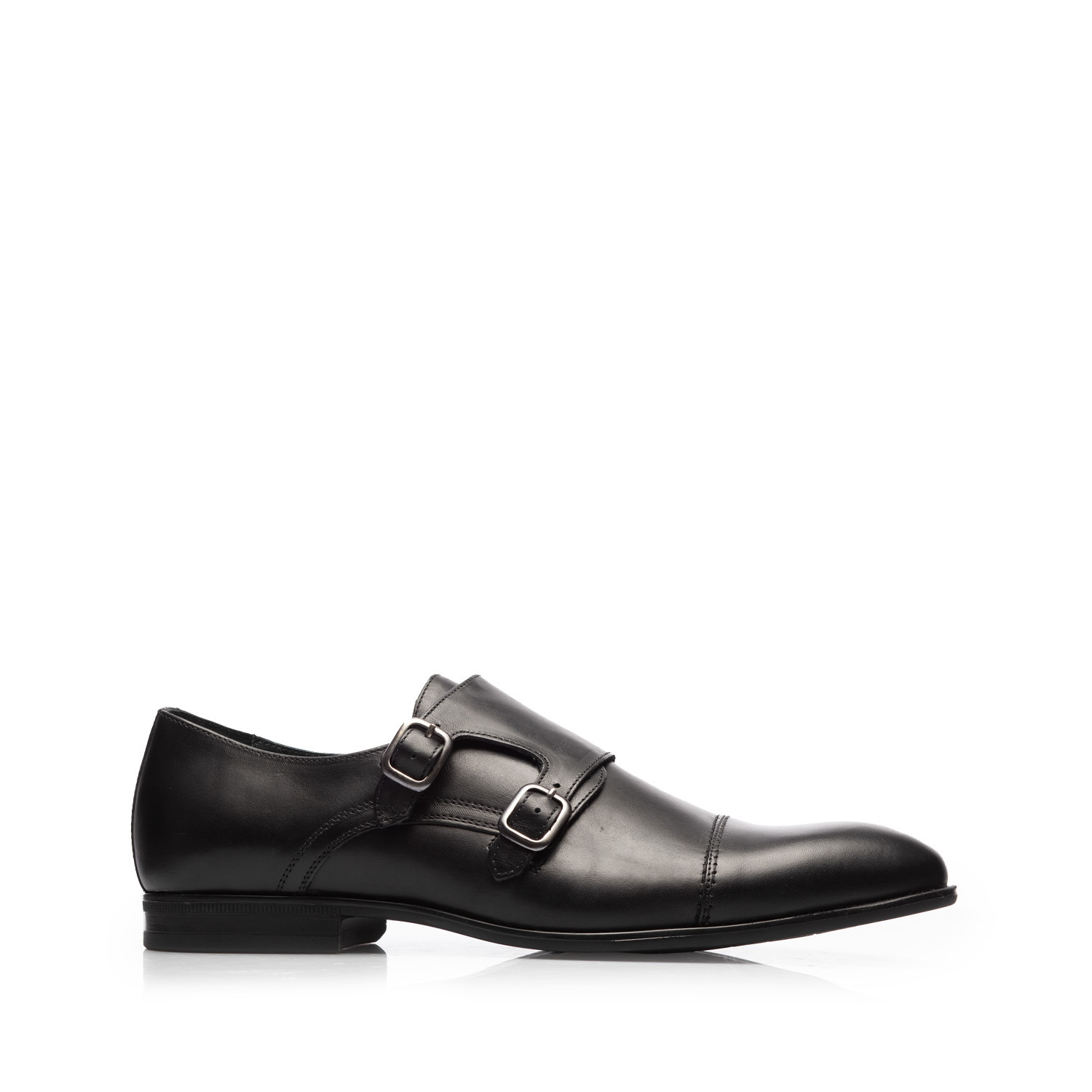 Pantofi eleganti barbati cu catarame din piele naturala, Leofex - 933 Negru Box