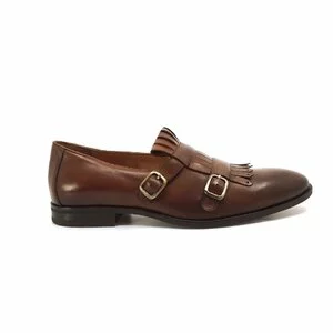 Pantofi  eleganti barbati, cu franjuri din piele naturala, Leofex - 586 cognac box