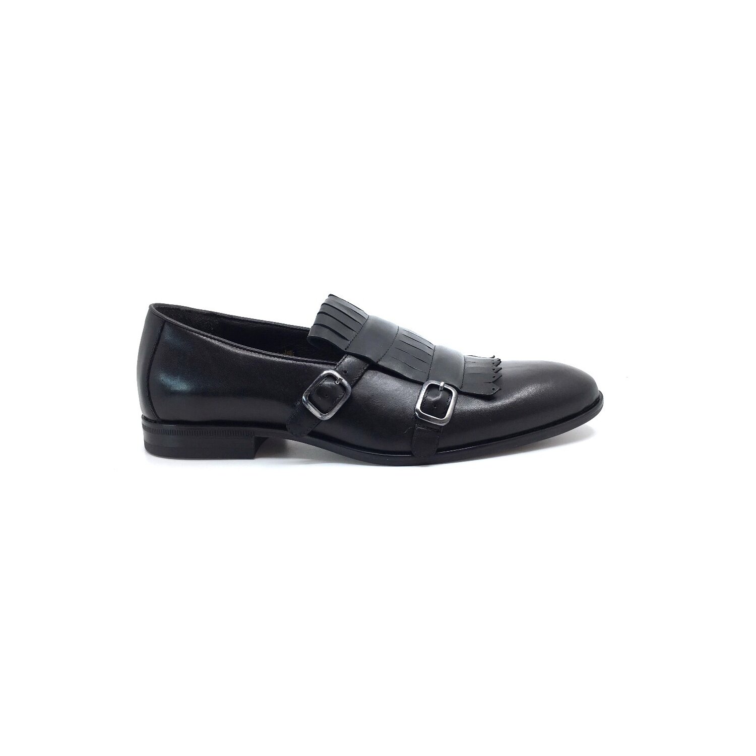 Pantofi eleganti barbati, cu franjuri din piele naturala, Leofex - 586 negru box